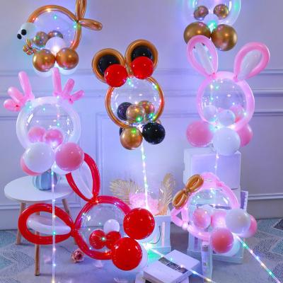 China Wholesale DIY Decoration Cartoon LED Bobo Balloon Transparent Bobo Balloon Party Night Light for sale