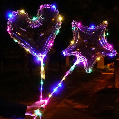 China LED Party With Sticks Transparent Round Bubble Bobo Party Wedding Flashing Decoration With Led Lights for sale