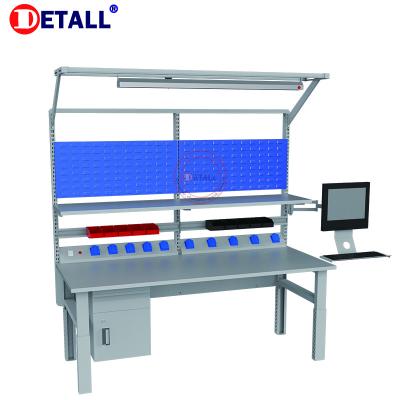 China Warehouse Detall Factory Adjustable Metalwork Tables With Pegboard And Tool Drawer for sale