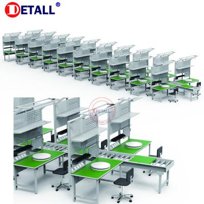 China Detall esd conveyor belt assembly heat resistant electric work table with light belong to production and packing line for mobile cell phone for sale