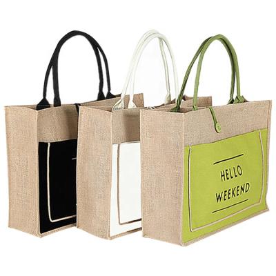 China Eco - Friendly Wholesale Online Custom Printed Women Shopping Bags Jute Tote Bag for sale