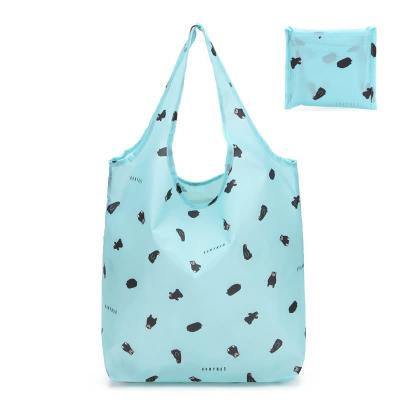 China Wholesale Custom Collapsible Folding Folding Polyester Grocery Bags Vegetable Storage Shopping Tote Bag for sale