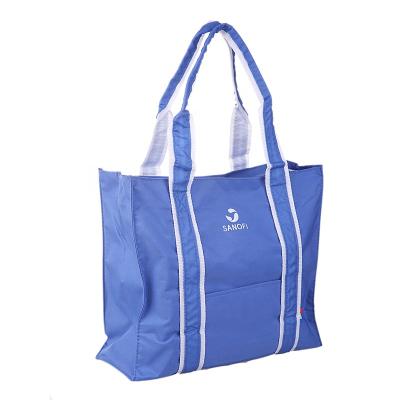 China Wholesale Portable Folding Tote Shopping Bags Custom Logo Oxford Cloth Handled Foldable Printed Grocery Bag for sale