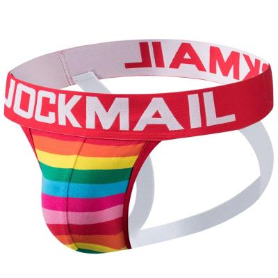 China JOCKMAIL Antibacterial Rainbow Series Sexy Men Underwear Cotton Boxer Briefs Gay Waist Jockstrap Thong G-String For Men for sale