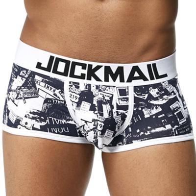 China JOCKAMIL High Quality Antibacterial Cotton Boxer Briefs Shape Men's Printed Underwear Bump Low Rise Mens Pouch Briefs Sexy Sports Sports Trunks for sale