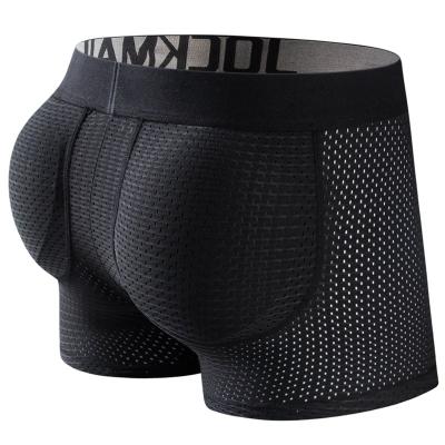 China Fashion Antibacterial Men Underwear Sexy JOCKMAIL Pump Cup Boxer Briefs Wearable Hip Plump Buttocks Breathable Mesh Padded Briefs for sale