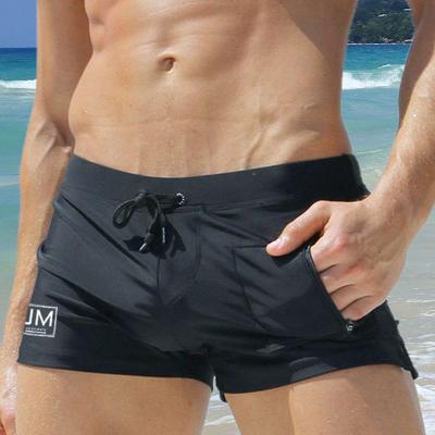 China JOCKMAIL Men's Beach Swimming Trunks Breathable Solid Color Plus Size Swimwear Underwear for sale