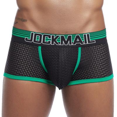 China Custom Antibacterial Factory Mesh Sexy Boxer Briefs Mens Underwear With Jacquard Belt Woven Logo for sale