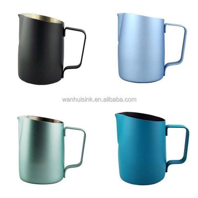 China Traditional Coffee Tools Stainless Steel Frother Foaming Pitcher Coated Milk Jug Coffee Cup for sale