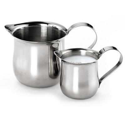 China Traditional Latte Art Espresso Coffee Cup Stainless Steel Skimming Pitcher Milk Jugs for sale