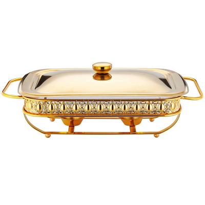 China Hotel/Kitchen/Restaurant 1.5L/2.0L Shake Gold Chafing Dish Food Warmer Copper Brass Serving Dish for sale