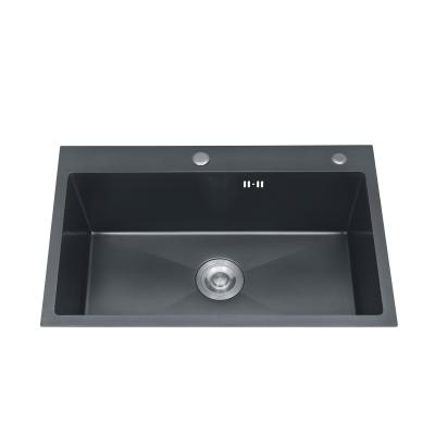 China Without Faucet 5543HB 201 Nano Stainless Steel Handmade Black Kitchen Sink for sale