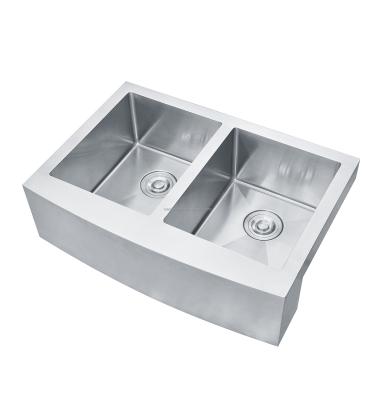 China Without Faucet 8456HBD Stainless Steel Handmade Double Bowls Sink Splash Guard Kitchen for sale