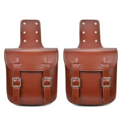 China Functional Classic Leather Saddle Bag Accessory Large PU Leather Side Bag For Motorcycle for sale