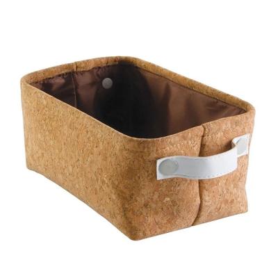 China Sustainable Fashion Cork Portugal Fabric Storage Bin Single Cork Leatherstorage Box For Home for sale