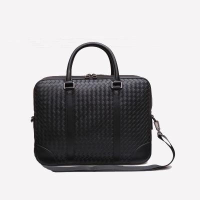 China Fashion Cowhide Business Leather Bag Classic Woven Leather Men's Tote Bag Fashion Leather Briefcase For Used Diary for sale