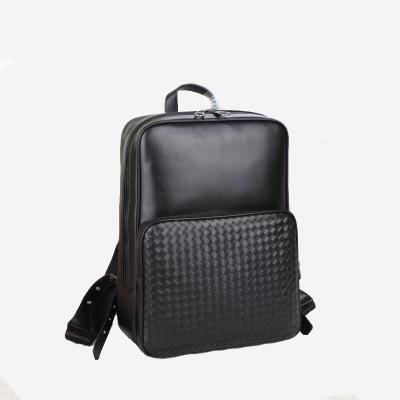 China Fashion Waterproof Leather Woven Men's Backpack Travel Large Capacity Leather Backpack For Outdoor for sale