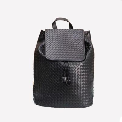 China Fashion Waterproof Woven Leather Men's Backpack Large Capacity Laptop Leather Backpack For Outdoor for sale