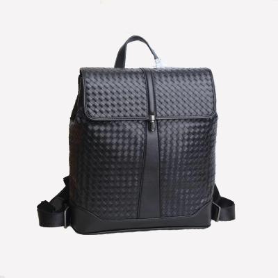 China Large Capacity Waterproof Woven Leather Women's Backpack Personality Men's Cowhide Travel Backpack Bag For Daily Outdoor for sale