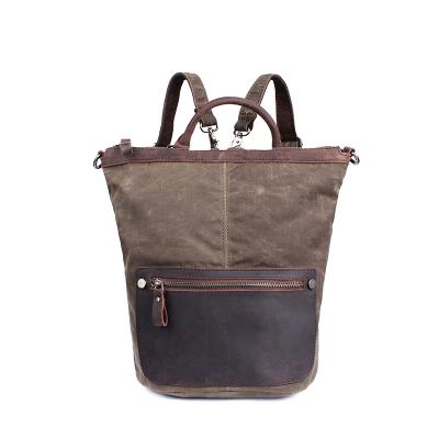 China High Quality Waterproof Vintage Waxed Canvas Canvas Shoulder Bags Casual Waxed Backpack For Men for sale