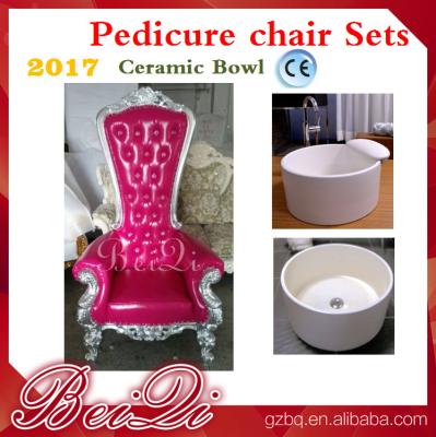 中国 2017 hot sale king throne pedicure chair round pedicure bowl price, Pink spa pedicure chairs for sale 販売のため