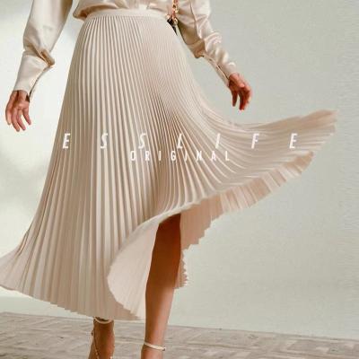 China 2022 Wholesale New Women Large Fleated Waist Plain Anti-Static Fabrics Long Plus Size Casual Skirt for sale