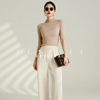 China High Quality Anti-wrinkle Women's Elastic Waist Drape Wide-legged Acetate Pants Temperament For Leisure for sale