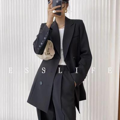 China Anti-wrinkle the latest style design long pants office career suit women hot black women's formal suit apparel for sale