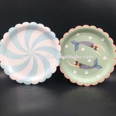 China 9inch Disposable Different Color Pattern Serving Custom Paper Plate for sale