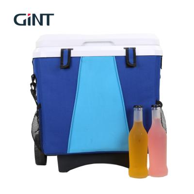 China Waterproof Thermocol 28l Picnic Travel Ice Cooler Summer Box With Wheels for sale