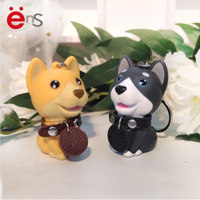 China 2020 Hot Sale Eco-friendly Material Sitting Dog Custom Design Cute Plastic 3D Head Chain for sale