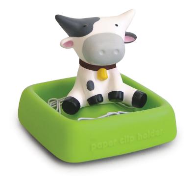 China Beautiful Plastic Customized Cow Shaped Magnetic Paper Clip Holder for sale