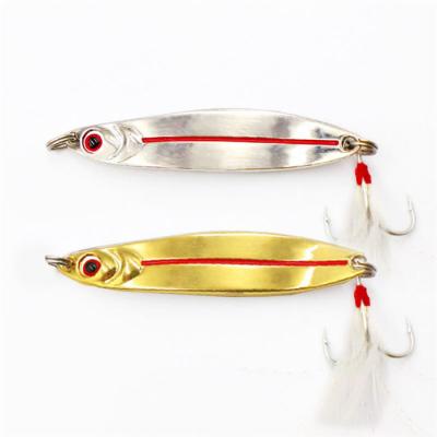 China Lead+copper Type Metal Spinner Fish Spoon 10g/15g/20g VIB Hard Bait Sequines With Feather Hooks for sale