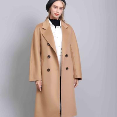 China Fashion Long Cashmere Anti-Wrinkle Wool Double Face Coat Ladies Smart Warm Handmade Wool Coats Winter Long Cashmere Coat for sale