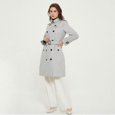 China Fall winter women's clothing 2021 classic spring breathable trench coat for women chic female breast long double double trench coat for sale