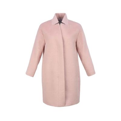 China 2022 Casual Anti-wrinkle Women's Clothing Alpaca Ladies Coat High Quality Wool Plain Dyed Wool Pink Coat Elegant Coat For Women for sale