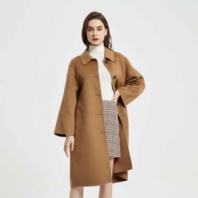 China High quality women's casual wool coat camel spring coat ditch woolen coat ladies clothing custom made women's manufacturer handmade for sale