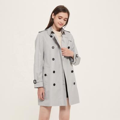 China Windproof outerwear for women fall and spring women's trench windproof coats 100% cotton women's gray trench coat 2021 long for sale