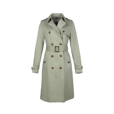 China Fashion Windproof Women's Clothing 2022 Classic Spring Ditch Coat With Belt Women's Casual Green Ditch Coat Long for sale