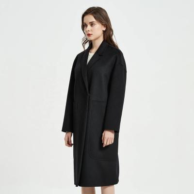 China Wool plus size coat anti-shrink for women 2022 new design woolen coat casual oversized black women cashmere coat for sale