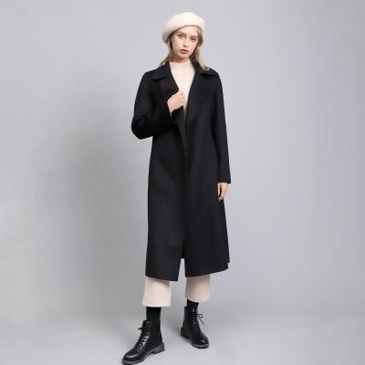 China Anti-wrinkle ladies office wear women's formal warm cashmere woolen coat 2021 black cashmere woolen wrap coat long for sale