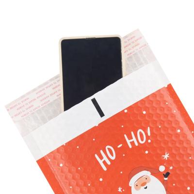 China Red Custom Christmas Bubble Mailers Logo Small Poly Envelope 4x7 Cosmetic Mailer for sale