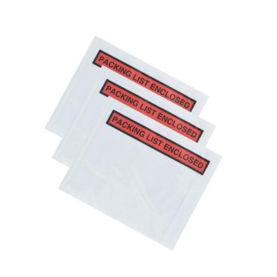 China Waterproof Clear Plastic Envelope 25.5*19cm High Quality Strong Adhesive Pocket Air Waybill Paper Document Shipping Bill for sale