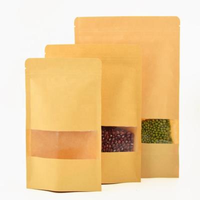 China Recyclable Mylar Kraft Paper Bag Food Grade Tea Packaging Paper Bags Stand Up Zipper Lock Pouch for sale