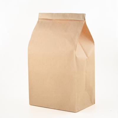 China Recycled Materials 110 Gsm Food Packaging Packaging Eco Friendly Brown Flat Bottom Paper Bag With Custom Logo for sale