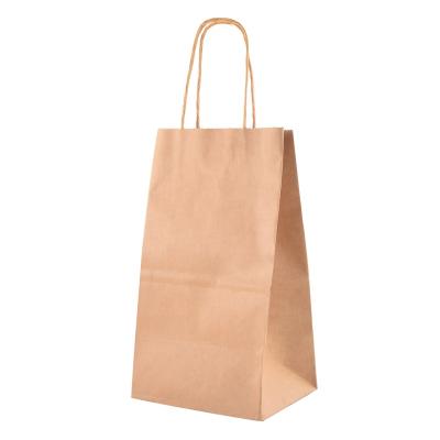 China Customized Recyclable Disposable Logo Printed Brown Kraft Paper Shopping Bag Recyclable Packaging Bags for sale