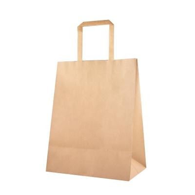 China Wholesales Custom Recyclable Logo Printed Brown Kraft Paper Bags Shopping Paper Bag With Hand Length Patch Handle for sale