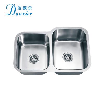 China Without Faucet Well Rated Double Bowl Stainless Steel Undermount Kitchen Sink American Style Sinks for sale