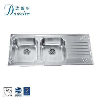 China Without Faucet Quality Products Double Bowl Stainless Steel Kitchen Sink With Brushed Finished for sale