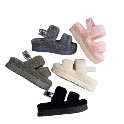 China 2021 fashion trend designer explosions thick-soled wool plus velvet fashion ladies slippers for sale